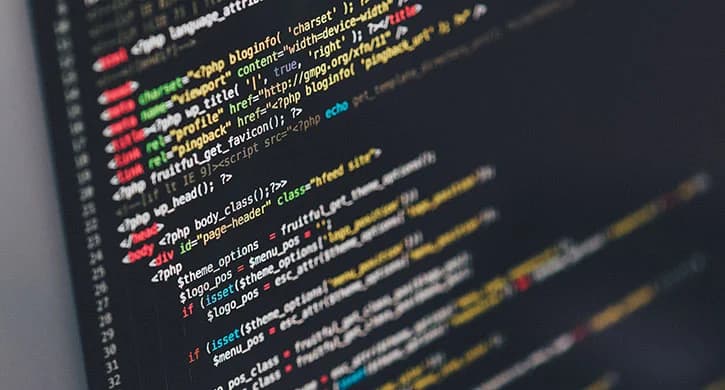 Screen with source code in a development environment